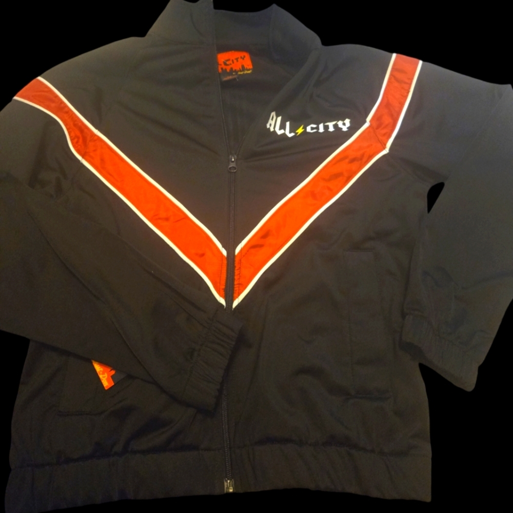 Men small black,white, and red track suite